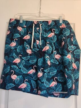 Members Mark Navy Flamingo Print Men's Swim Board Shorts XL BNWT